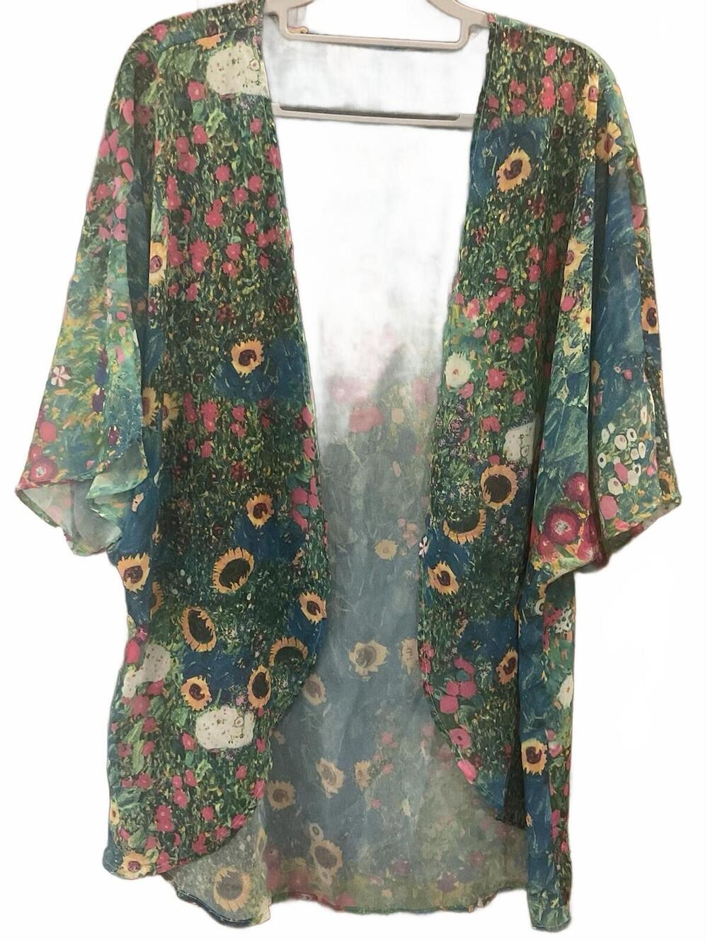 Womens Short Sleeve Open Front Camisole/blouse Size L
